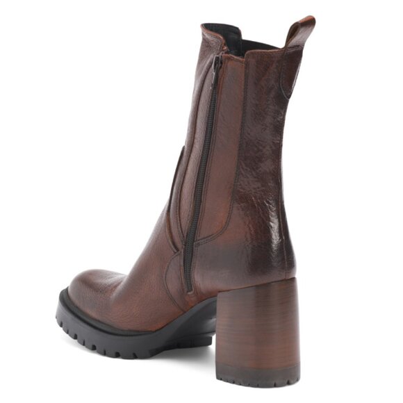 EMANUELE CRASTO Brown Made In Italy Leather Heeled Chelsea Boots - Picture 2 of 2